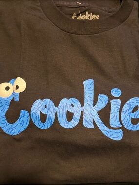 Cookies Men’s Black Short Sleeve Tee with Blue Logo